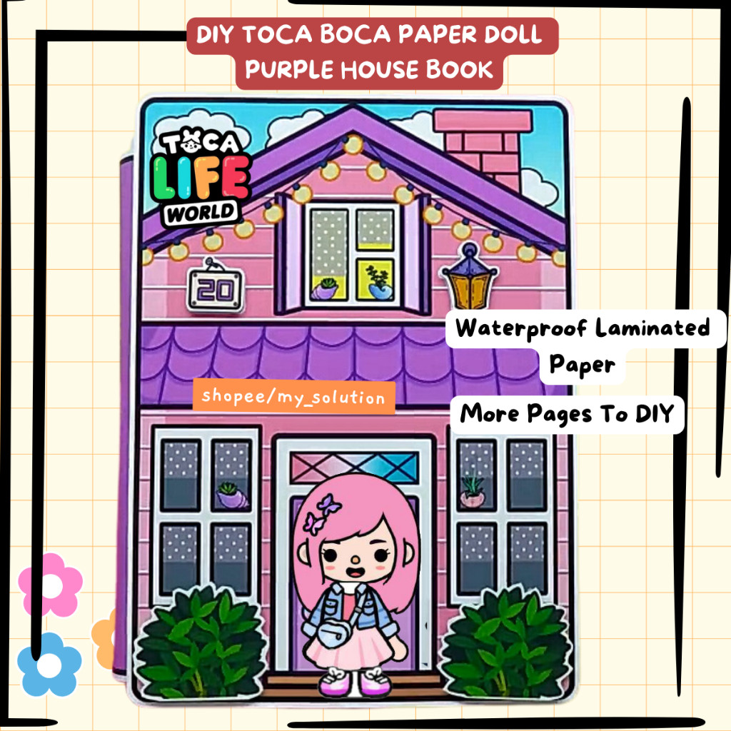 Paper Doll House Toca Boca Paper Book Paperdoll Toca Boca Purple House Paper Book DIY / Buku Toca Bo