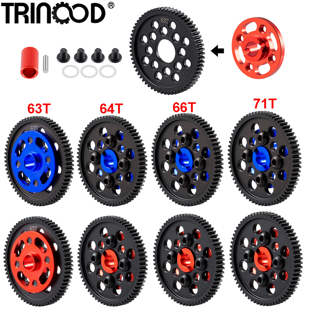 TRINOOD Steel 63/64/66/71T Spur Gear and Gear Mount High Speed Gear Set for Tamiya TT-02 TT02 1/10 R