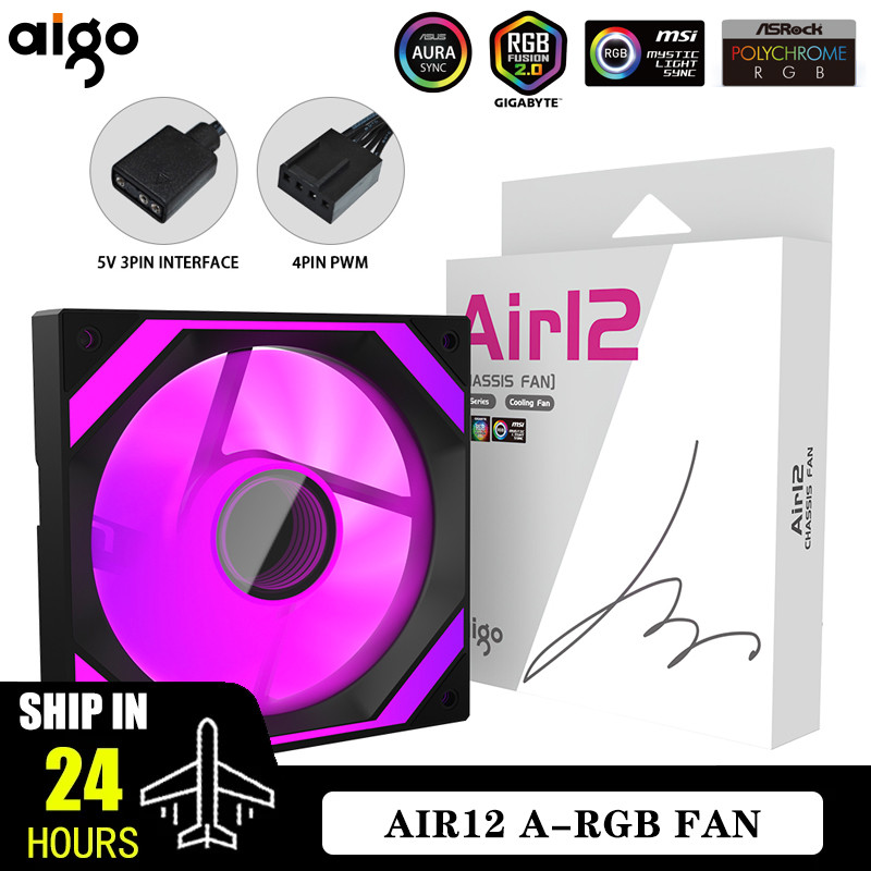 Aigo AIR12 Computer Case Fan Ventoinha PC 120mm RGB Fan 4pin PWM CPU Cooling Fan 3pin5v Unlimited Sp