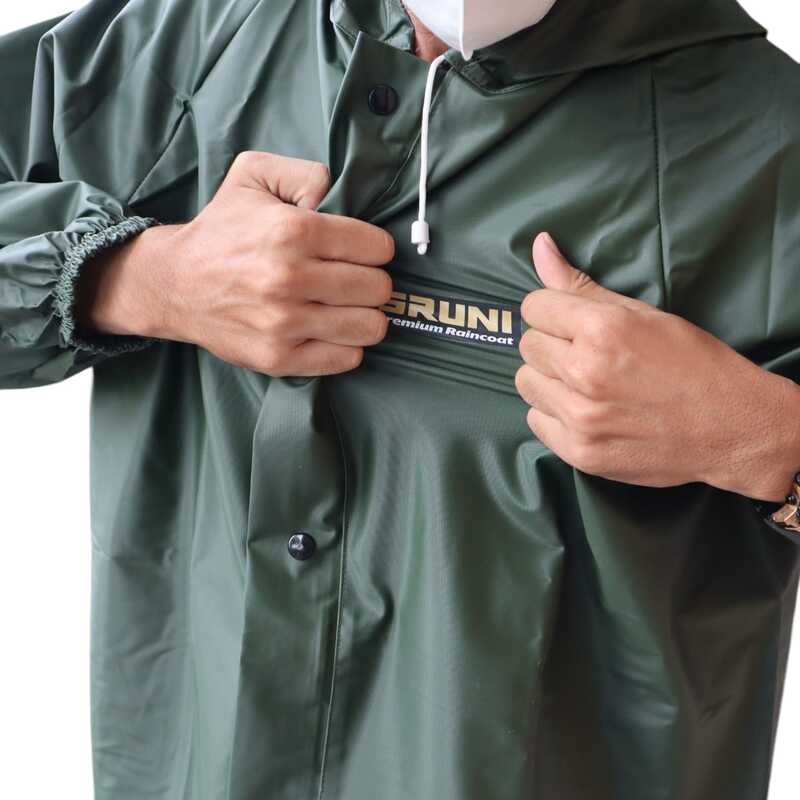 TERBARU JAS HUJAN SETELAN SRUNI ORIGINAL PRIA WANITA BAHAN PVC 0.25 TEBAL ELASTIS MANTEL HUJAN MANTO