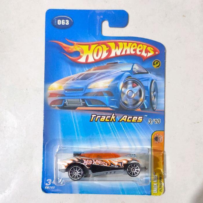 Mainan Hot Wheels Flashfire putih 2005 Track Aces blue card rare