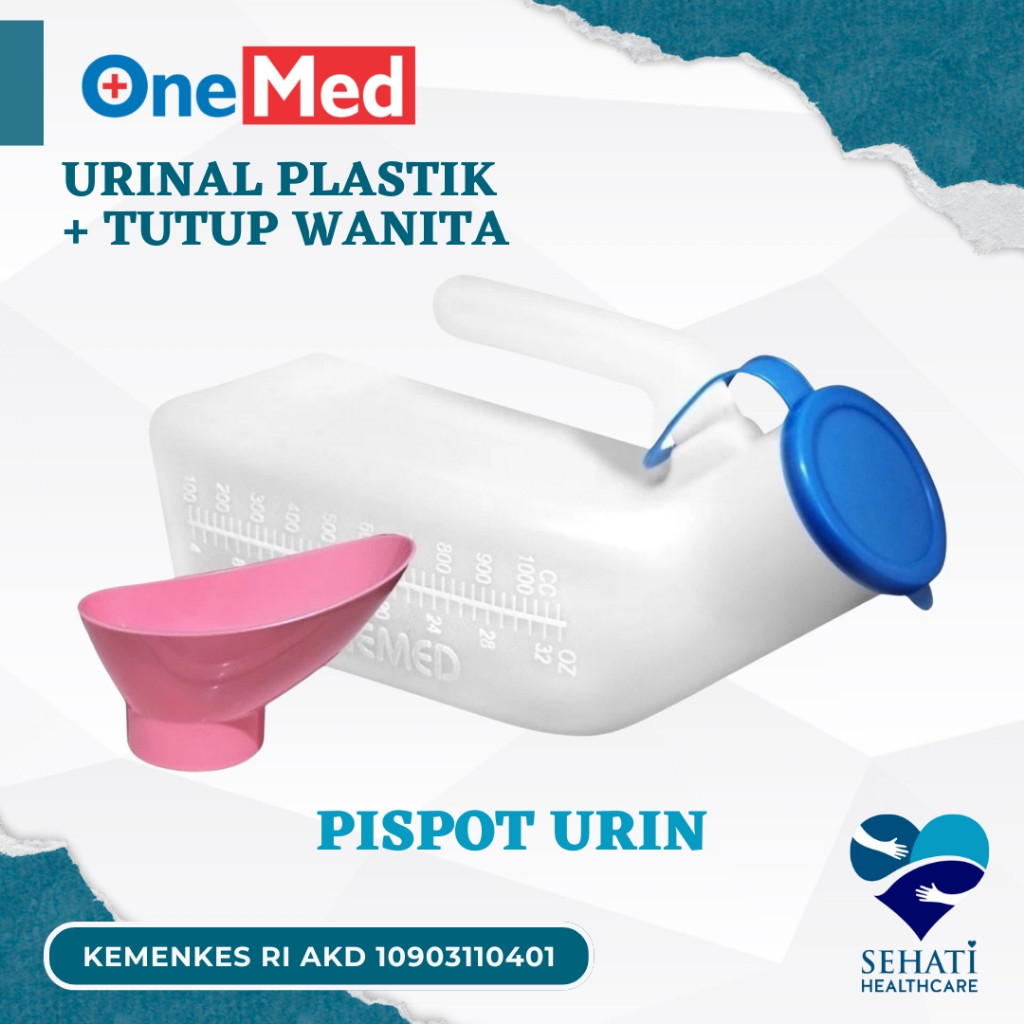 Onemed Pispot Urinal Perempuan dengan Tutup Tempat Buang Air Kecil Dewasa Wadah Pipis Kencing Urin P
