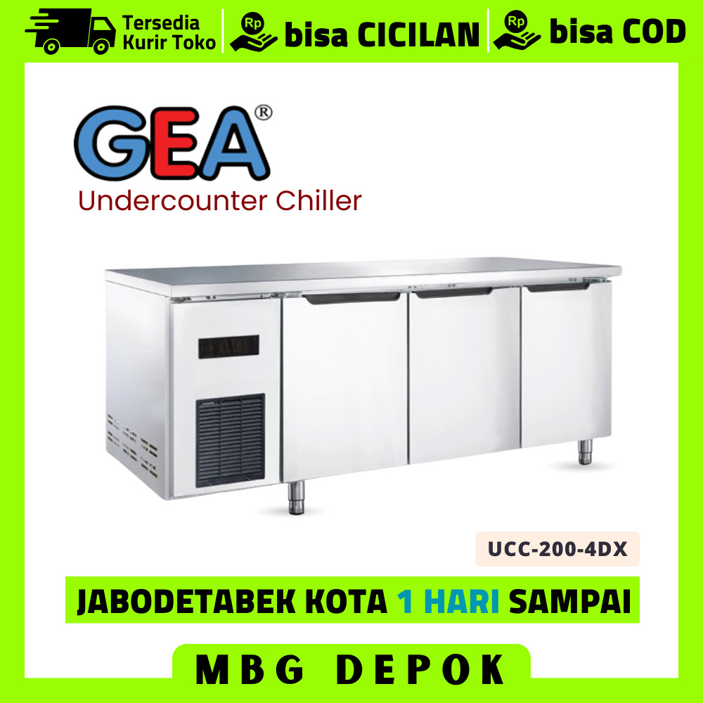 Undercounter Chiller Gea UCC-200-4DX Kulkas Lemari Pendingin Chiller 3 Pintu
