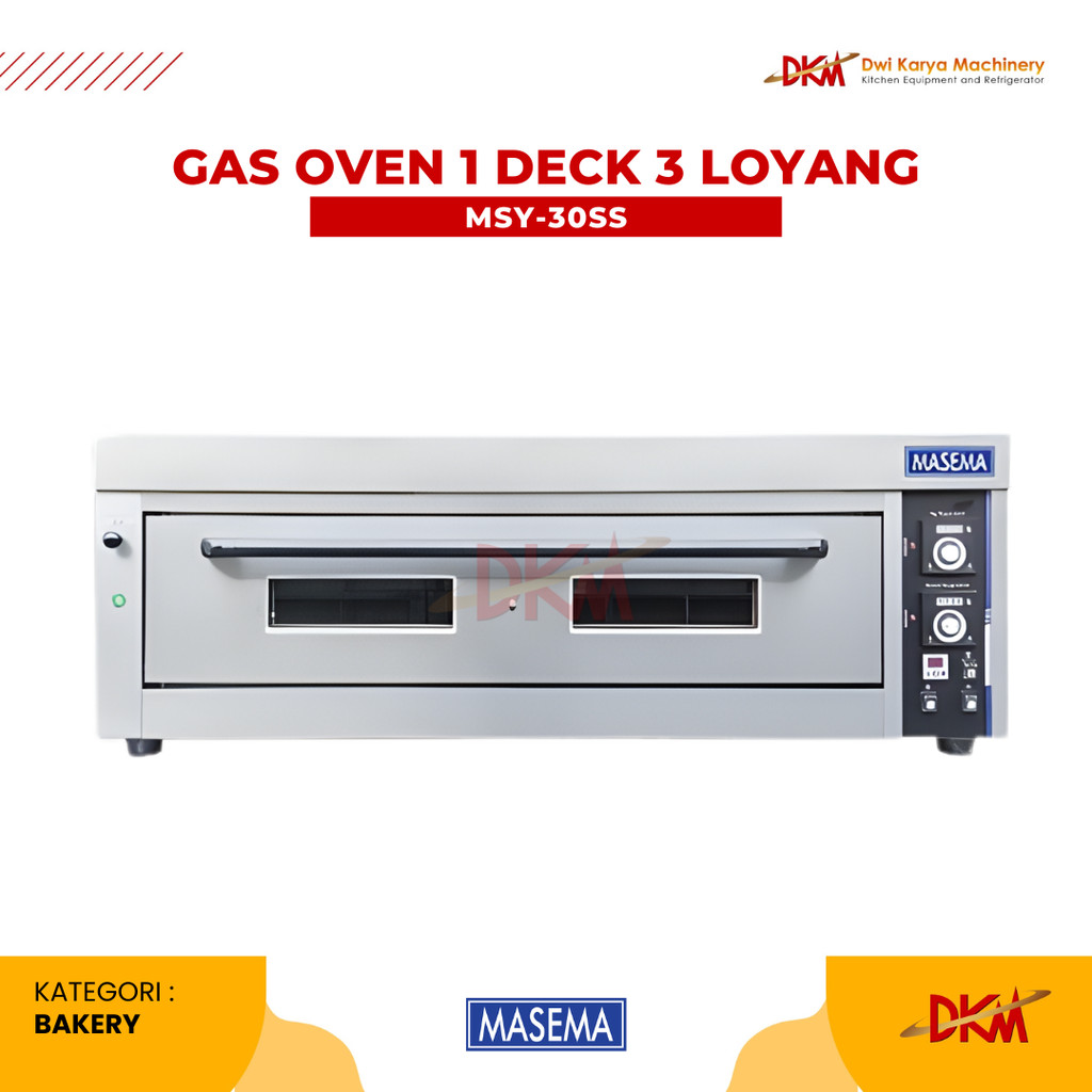 MASEMA Oven Gas 1 Deck 3 Tray MSY-30SS – Oven Roti & Bakery LPG Kapasitas Besar 40x60 cm / Oven Anal
