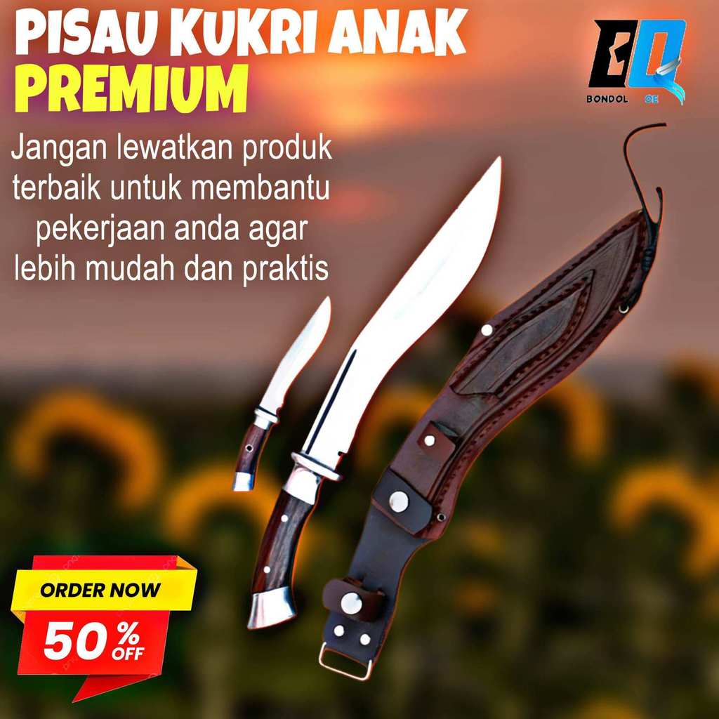 Golsem Golok Sembelih Kukri Anak Tebas Kayu dan Bambu Super Tajam - Bondol Oe