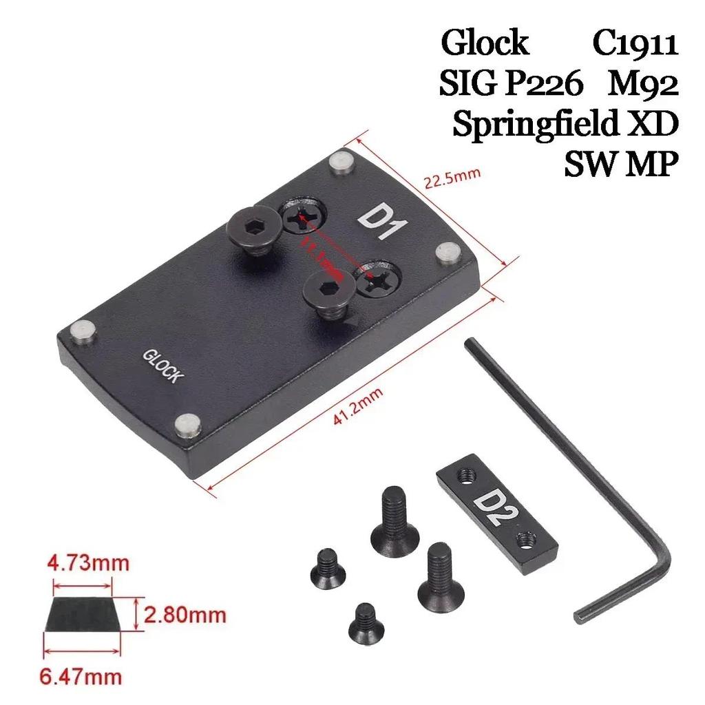 Optics Berett Glock 1911 M&P Pistol Reflex Sight Mount Adapter Plate S&W HK USP SIG P226 Sightmark B