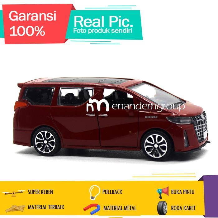 Diecast Mainan Mobil Miniatur Alphard Buka Pintu Route Besi Pullback - Merah