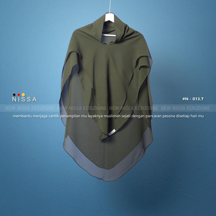 Khimar Syar'i Dua Layer Ceruty Babydoll Premium Pet Antem Hijab Instan (N013) - army-013