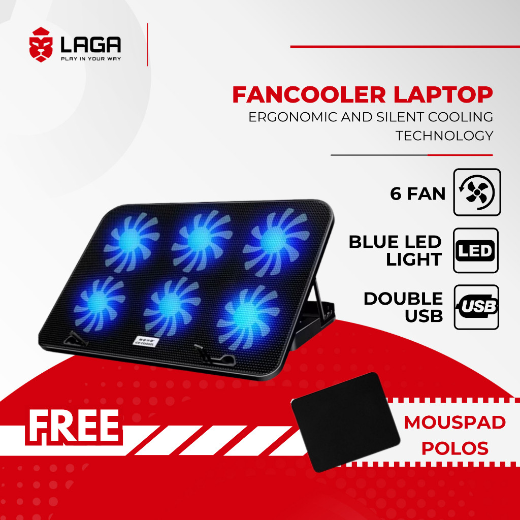 (DFlash Laptop) Cooling Pad Pendingin Kipas Laptop Portable Aluminium Portable Adjustable Height