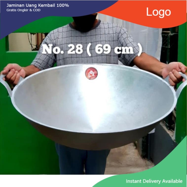Wajan Kuali Jumbo Besar Termurah Awet Alumunium Tebal No28 (69cm)