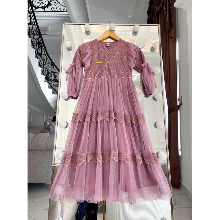 HAGEMAN Gamis Anak Perempuan  Pesta Vanessa / Gamis Brukat Anak Mewah / Gamis Pesta Anak Perempuan