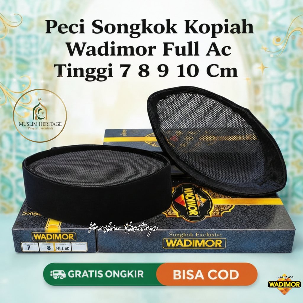 Wadimor Peci Full AC Santri Muslim - Peci Hitam Bludru Nyaman