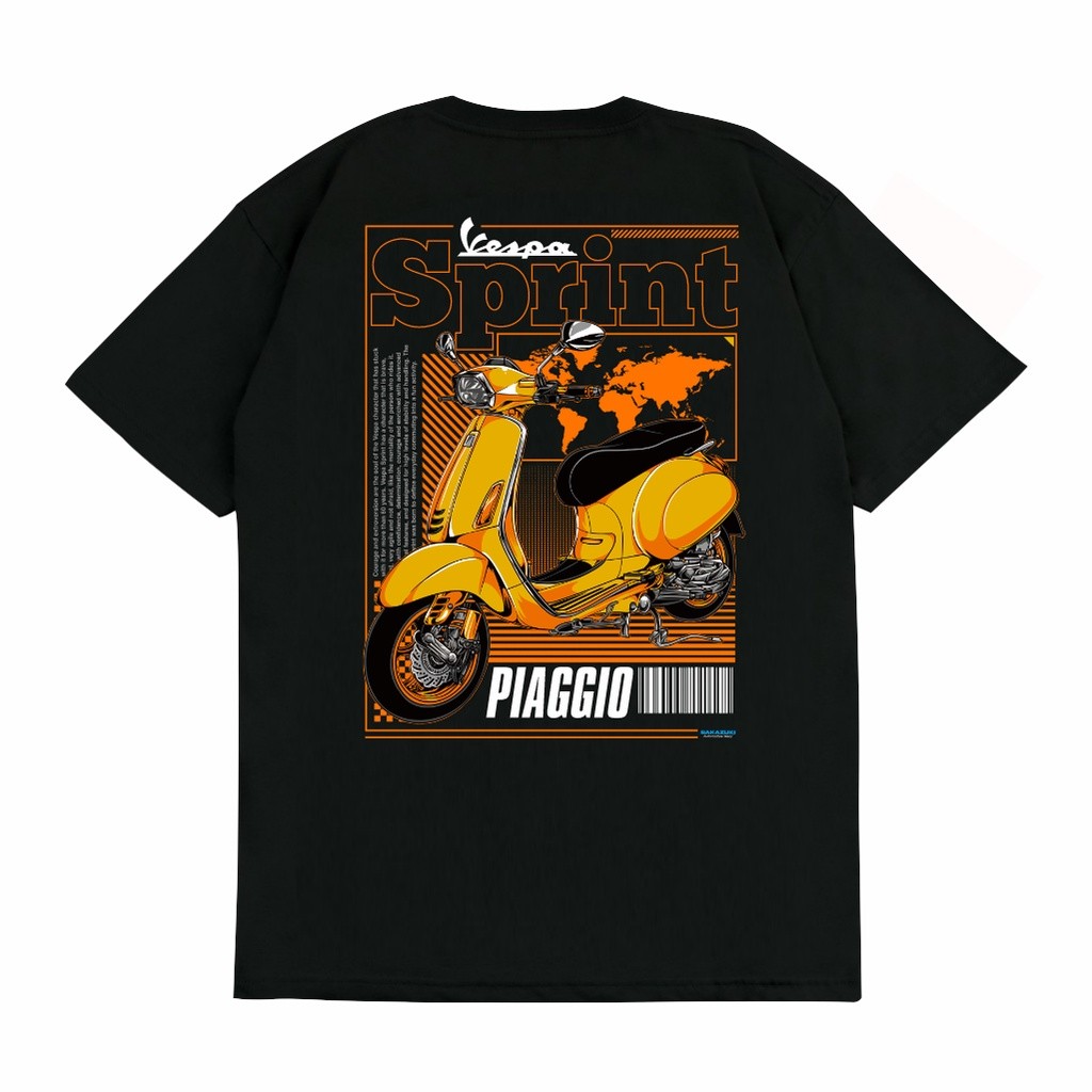 Kaos Baju T Shirt Distro Unisex Gambar Motor VESPA SPRINT MATIC CLASSIC SCOOTER