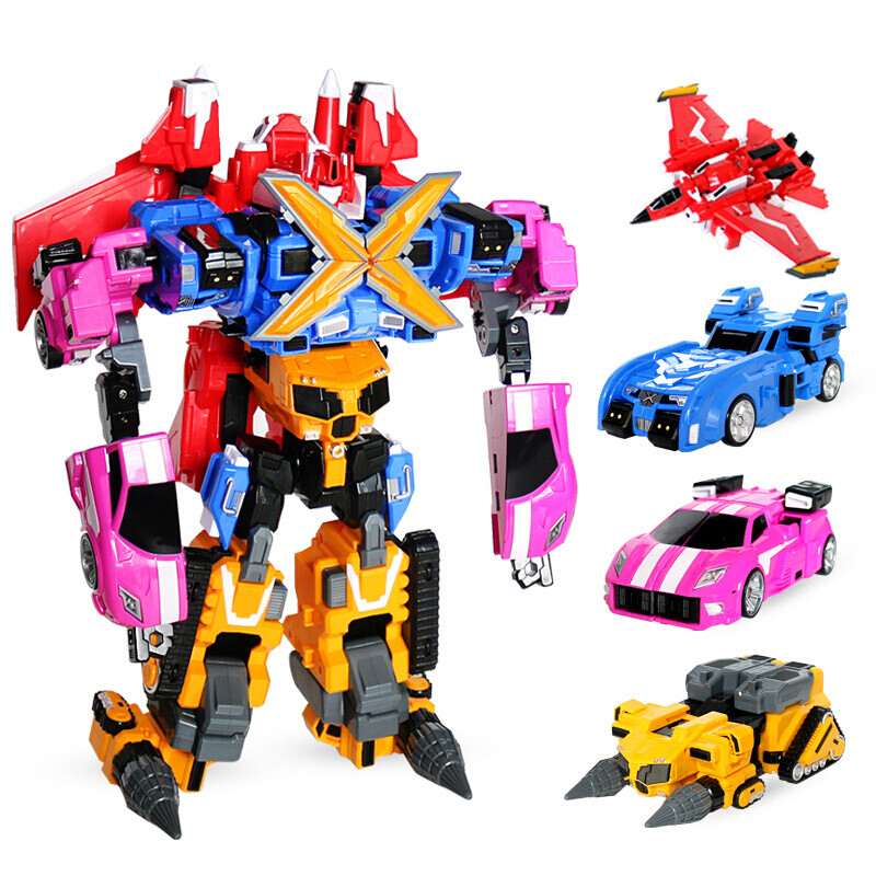 5 IN 1/4 IN 1 Mini Force Transforming Robot to Car Toys Action Figures MiniForce X Simulation Airpla