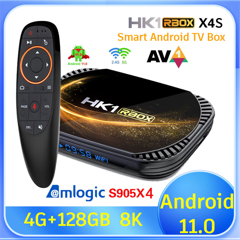 Smart TV Box HK1 RBOX X4S Amlogic S905X4 Android 11 4GB 64G 128GB 5G Dual WIFI 4K 8K BT Mea Player S