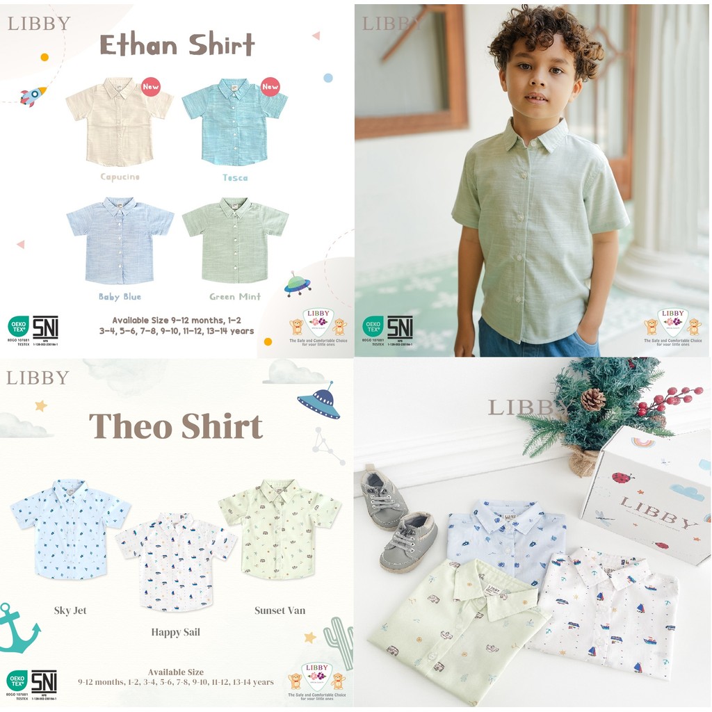 Libby ethan shirt dan theo shirt 1pcs kemeja bayi anak
