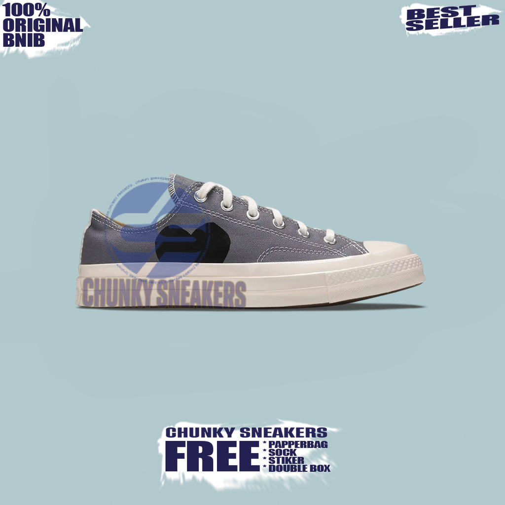 Sepatu Sneakers Converse 70s CTAS LOW x CDG PLAY Steel Grey 100% Original BNIB Unisex