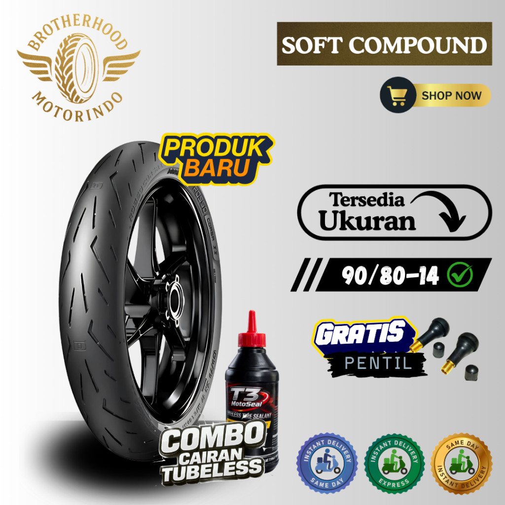 BAN PIRELLI DIABLO ROSSO CORSA 2 90/80-14 / BAN MOTOR RING 14 / BAN BALAP RING 14 / PIRELI DRC 2 /  