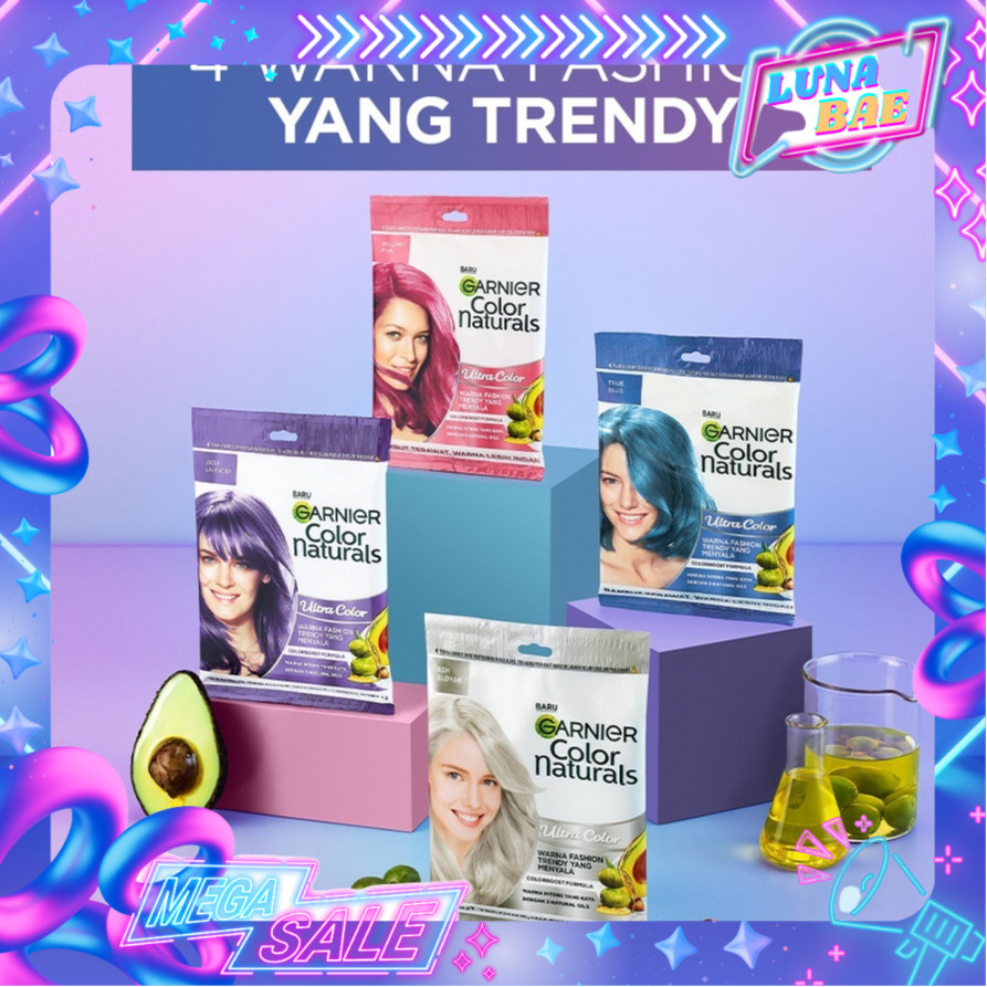 Hair Colour - Garnier Hair Color Natural Pastel Sachet | Garnier Bleaching Ash Blonde | Blue | Pink