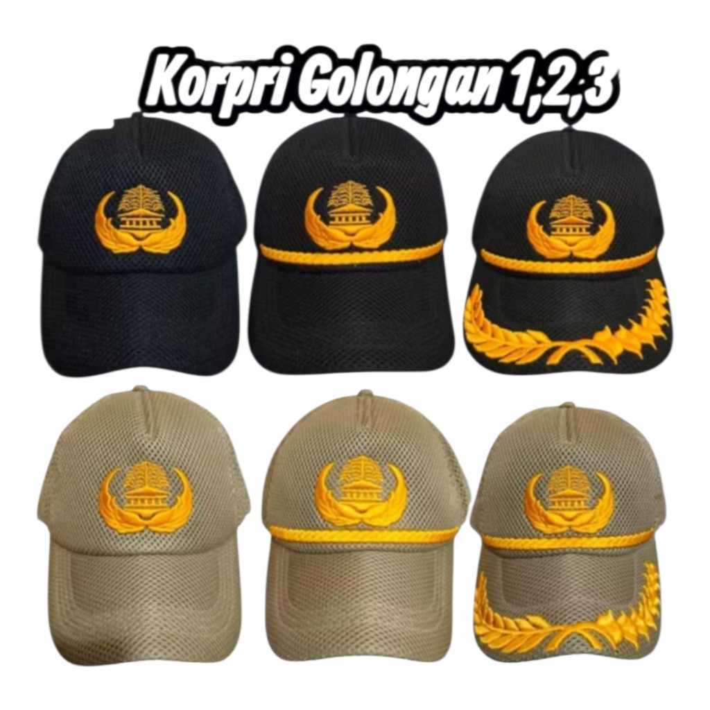 Topi Korpri Hitam Bahan Doublemes Golongan 2/3/4 - Topi Pns Bordir - Topi Dinas Pns Bordir - Topi Ko
