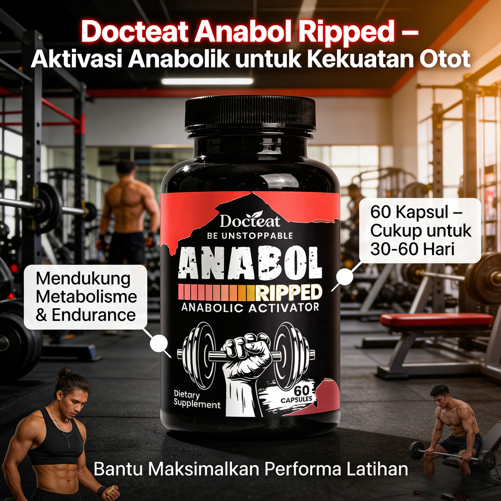 Docteat Anabol Ripped Anabolic Activator - Dukung Kekuatan Otot & Metabolisme 60 Kapsul