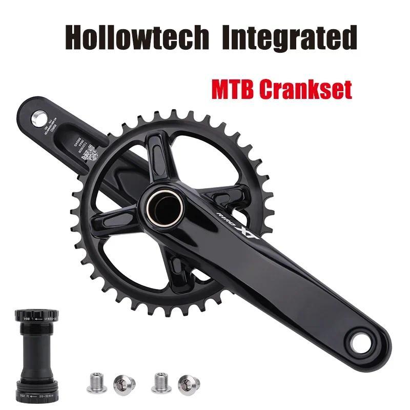 Crankset Terintegrasi Hollowtech untuk Sepeda Gunung, Panjang Crank 170/175mm, Crown 32/34/36/38T 10