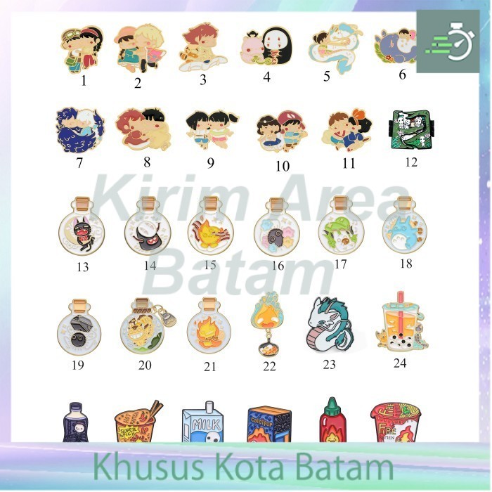 pin besi spirited away kiki ponyo howl laputa totoro nausicaa mononoke