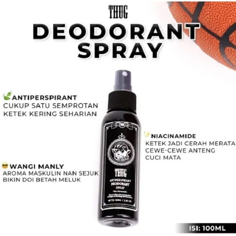 THUG deodorant spray 100ml antisprespirant niacinamide Bebas bau ketek