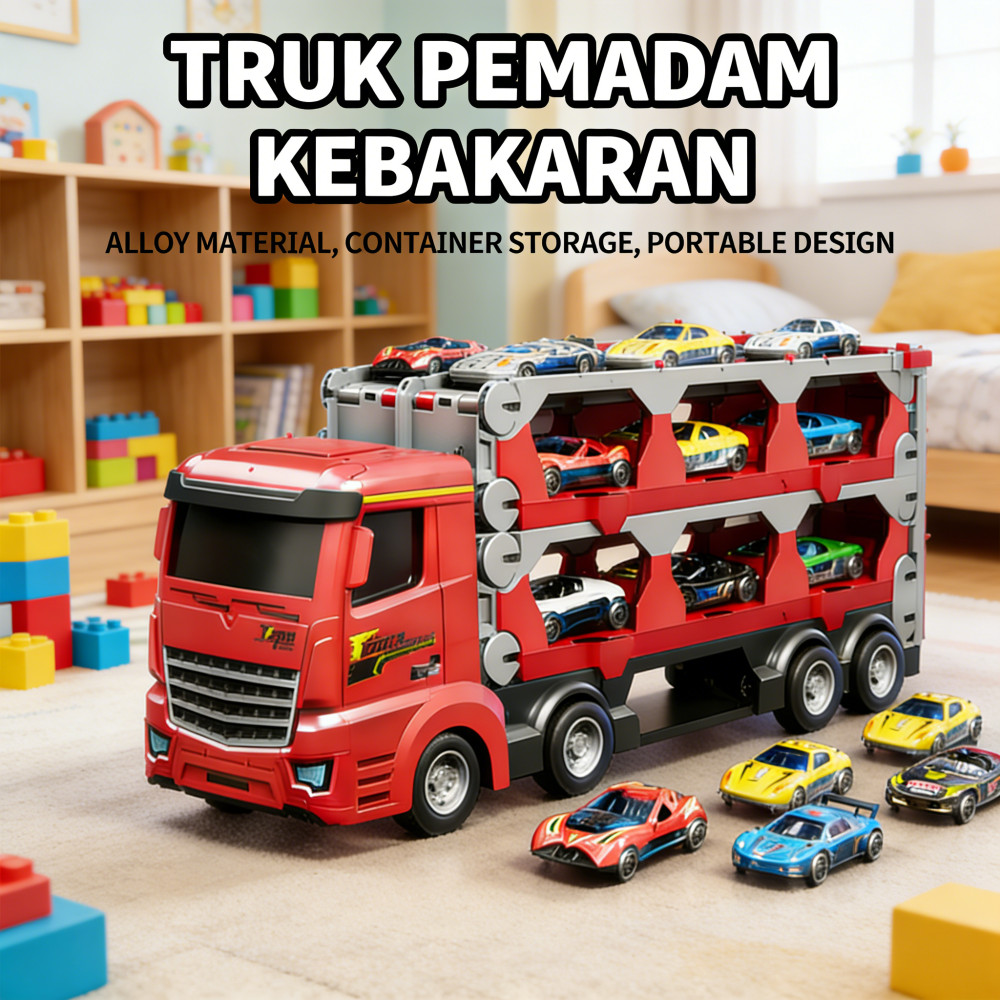 Pemadam Kebakaran Truk Anak Konstruksi Kendaraan Katapult Model Truk Alloy Truk Container Penyimpana