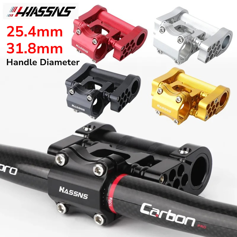 HASSNS Stem Pemasangan Langsung 25.4 untuk Stang Sepeda, Stem Ganda untuk Sepeda Lipat, BMX, Bridge,