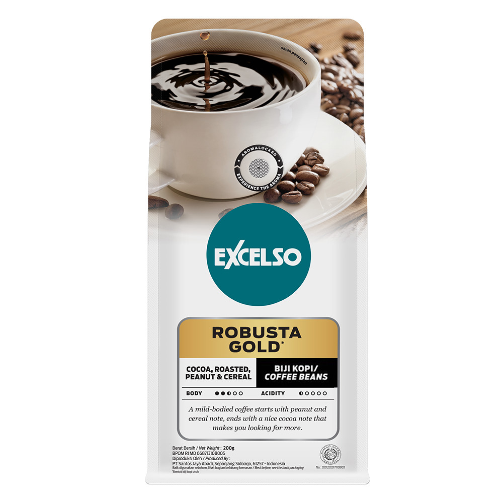 EXCELSO KOPI BIJI ROBUSTA GOLD 200GR
