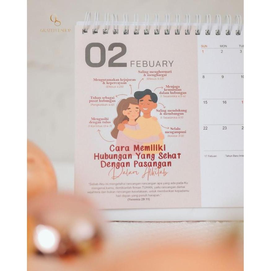 Grateful - Kalender Duduk Tahun 2026  Hiasan Meja Belajar / Kalender Meja Tahun 2026 Ayat - Besar (a