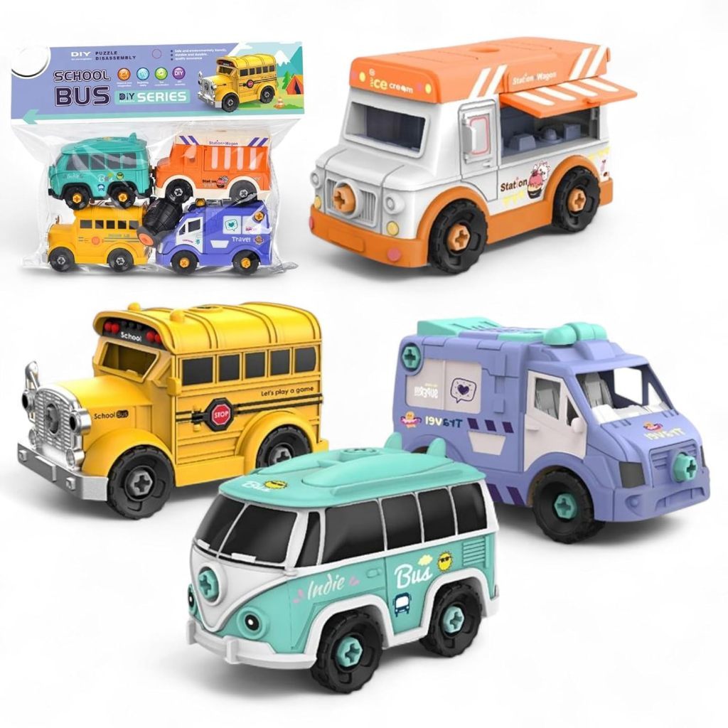 Promo Mainan Anak Set Mainan Mobil Kendaraan Vw Bus School Bongkar Pasang Diy Untuk Anak-Anak Mainan