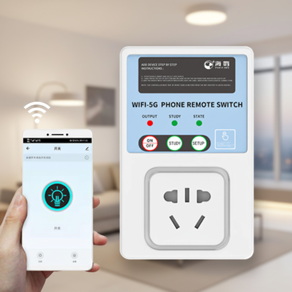 Soket kontrol jarak jauh nirkabel 5G/2.4WIFI 220V, soket lampu daya 10A, sakelar kontrol jarak jauh 