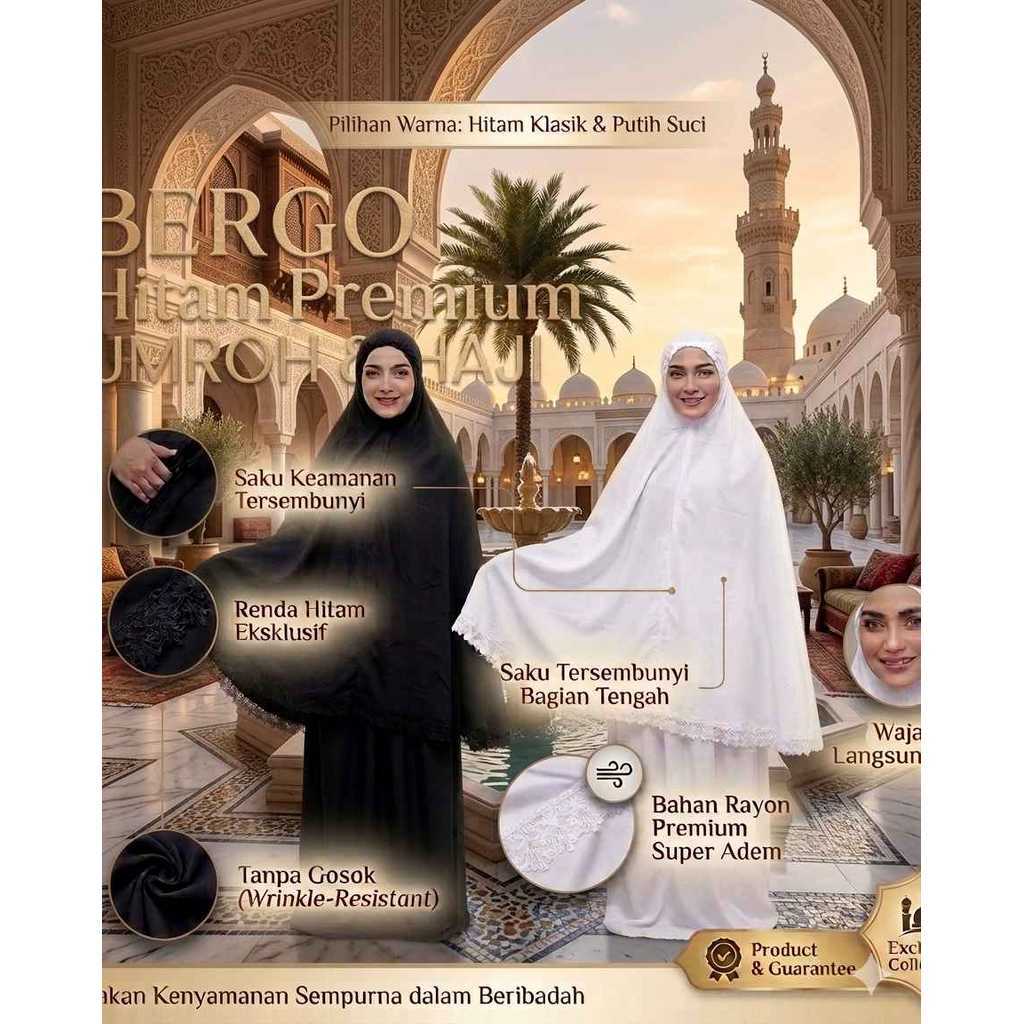 Bergo Umroh Haji Bergo Umroh Putih Terlaris Saku Tengah Rahasia Bersih Nyaman Digunakan Ibadah  Ibad
