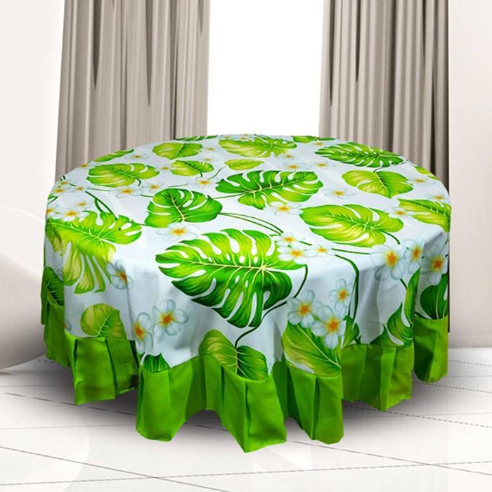 COD Taplak Alas Meja Bundar Bulat Diameter 150 Cm Kain Katun Model Rumbai Aneka Motif Perlengkapan H