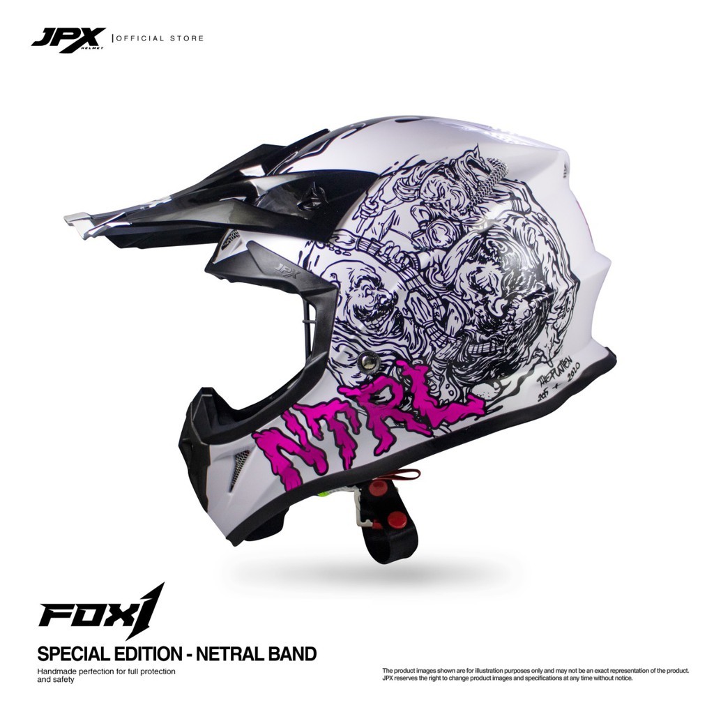 Helm Full Face Cross Pria Wanita Harian Motor Trail Tebal Nyaman SNI DOT JPX FOX1 Netral Seri - Pear
