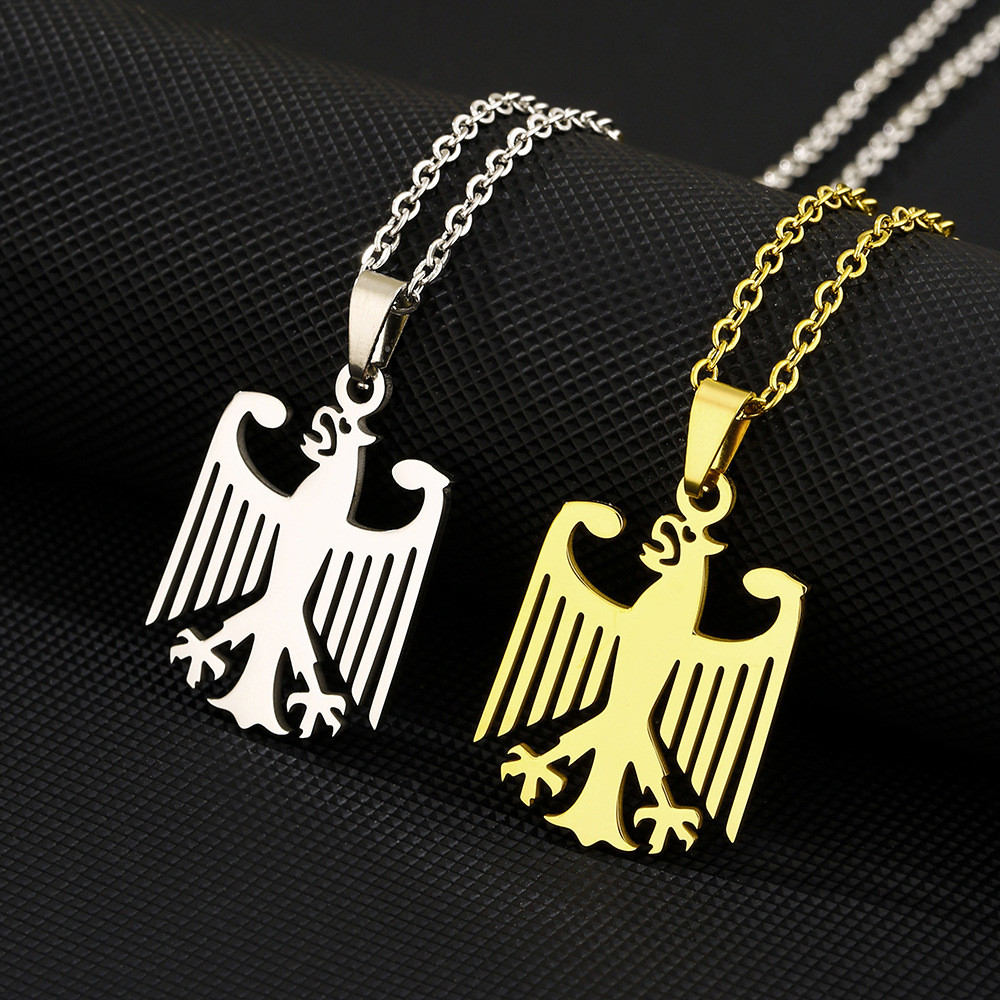 Kalung liontin elang Jerman, perhiasan pasangan pria dan wanita, gaya fashion mewah minimalis, terbu