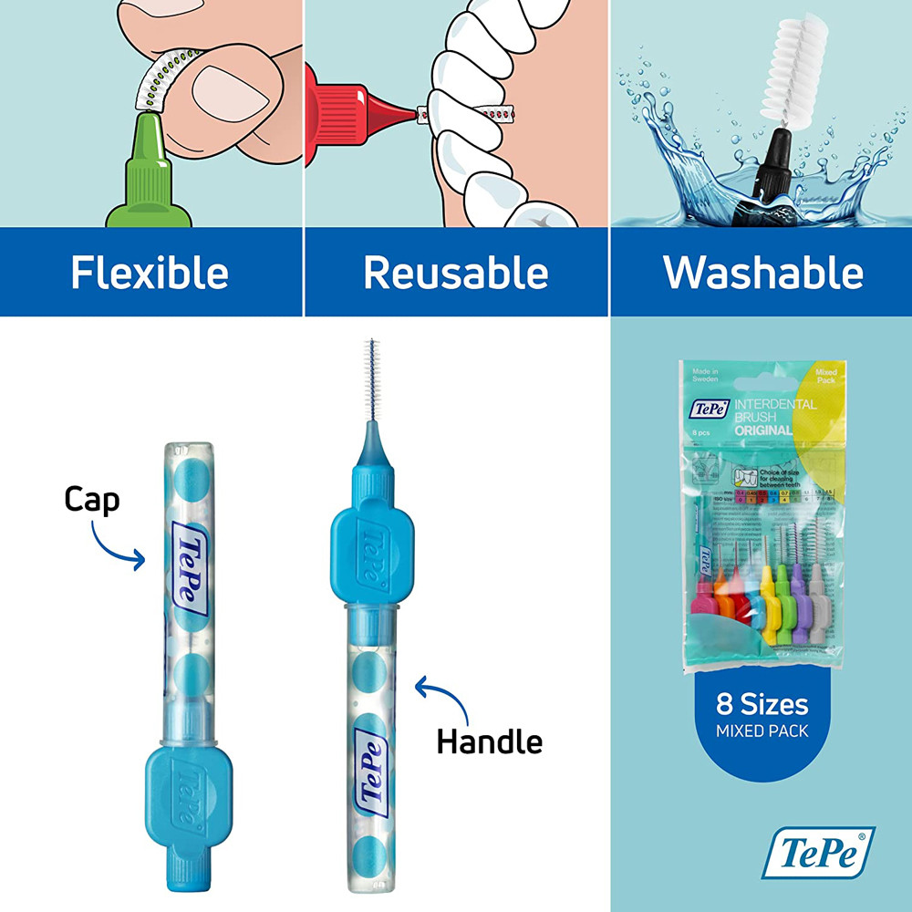Tepe Interdental Brush Original 3 0 1 2 4 5 6 8 Mm Size Teeth Missing Implant Crown Braces Cleaning 