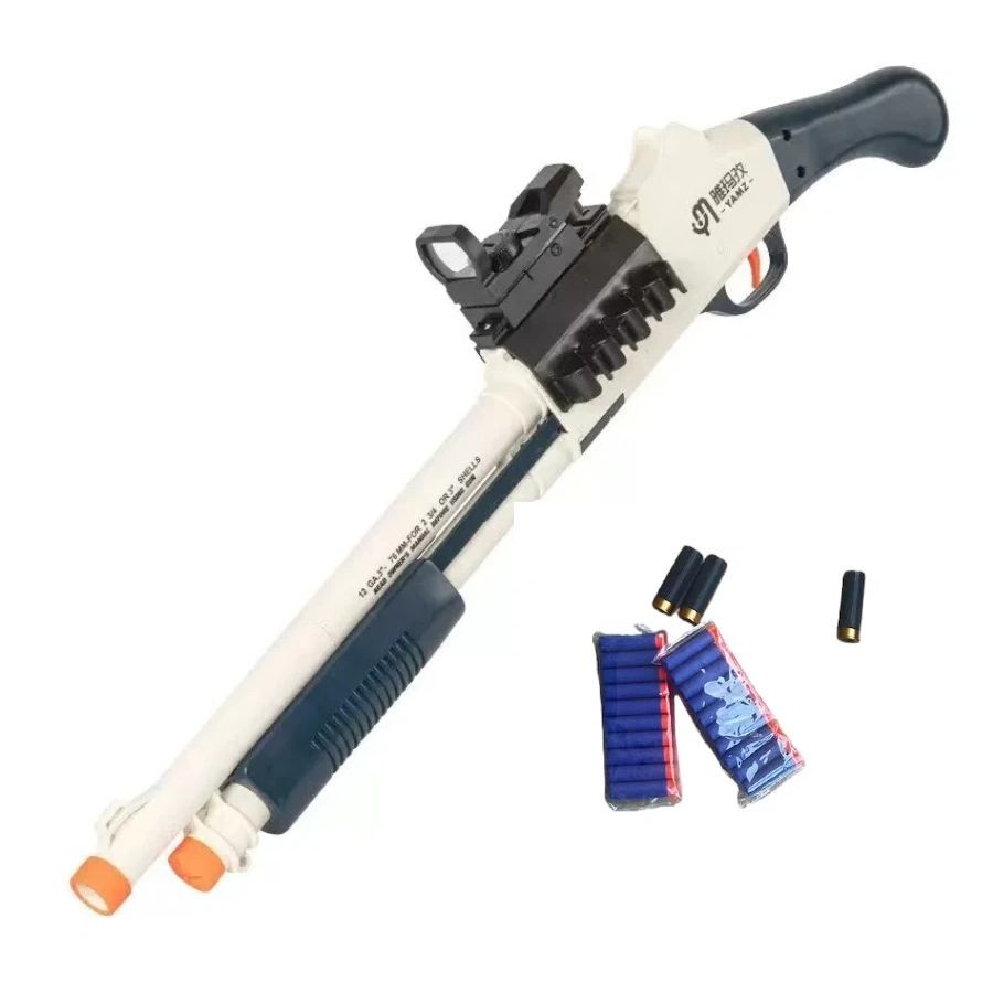 Shell Ejecting M870 Soft Bullet Blue White Realistic CS Field Game Toy Gun Safe EVA Ammo Simulation 