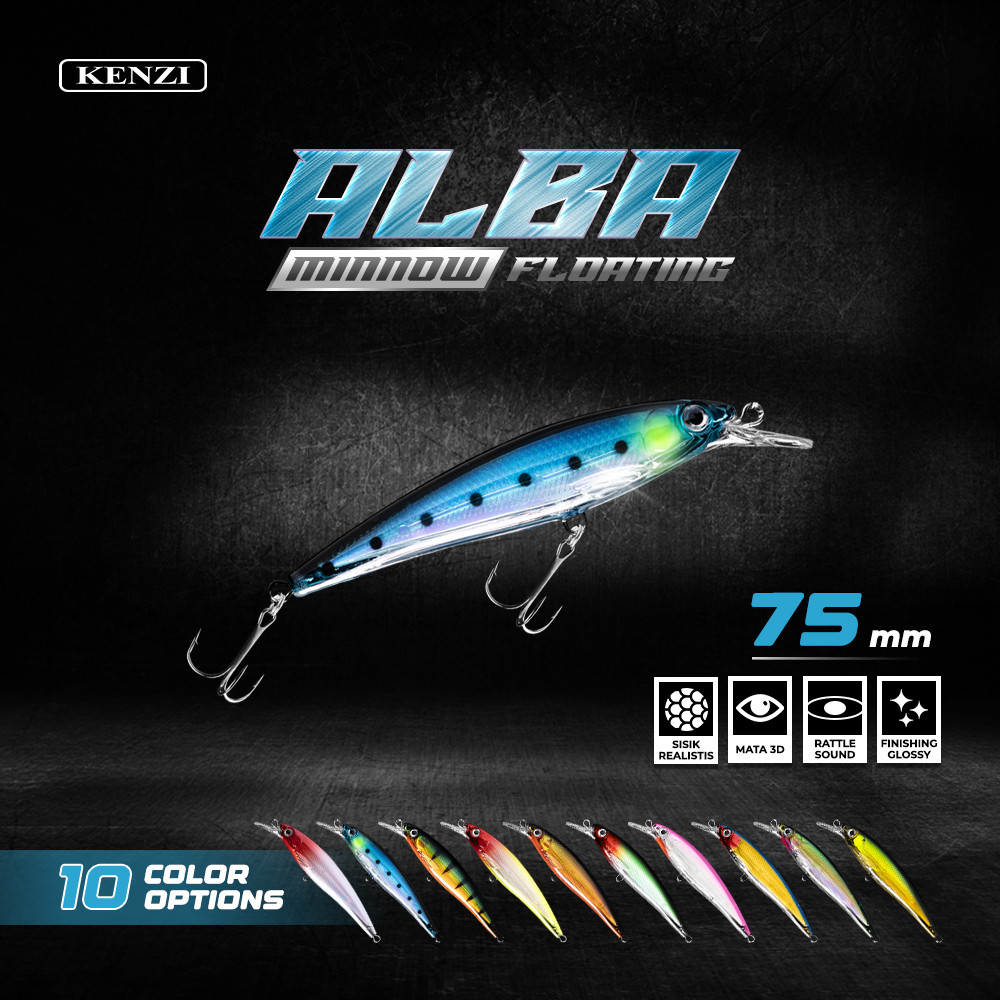 LURE KENZI ALBA 75mm 5gr Floating Minnow - Umpan Pancing Casting Terapung Action Mantap