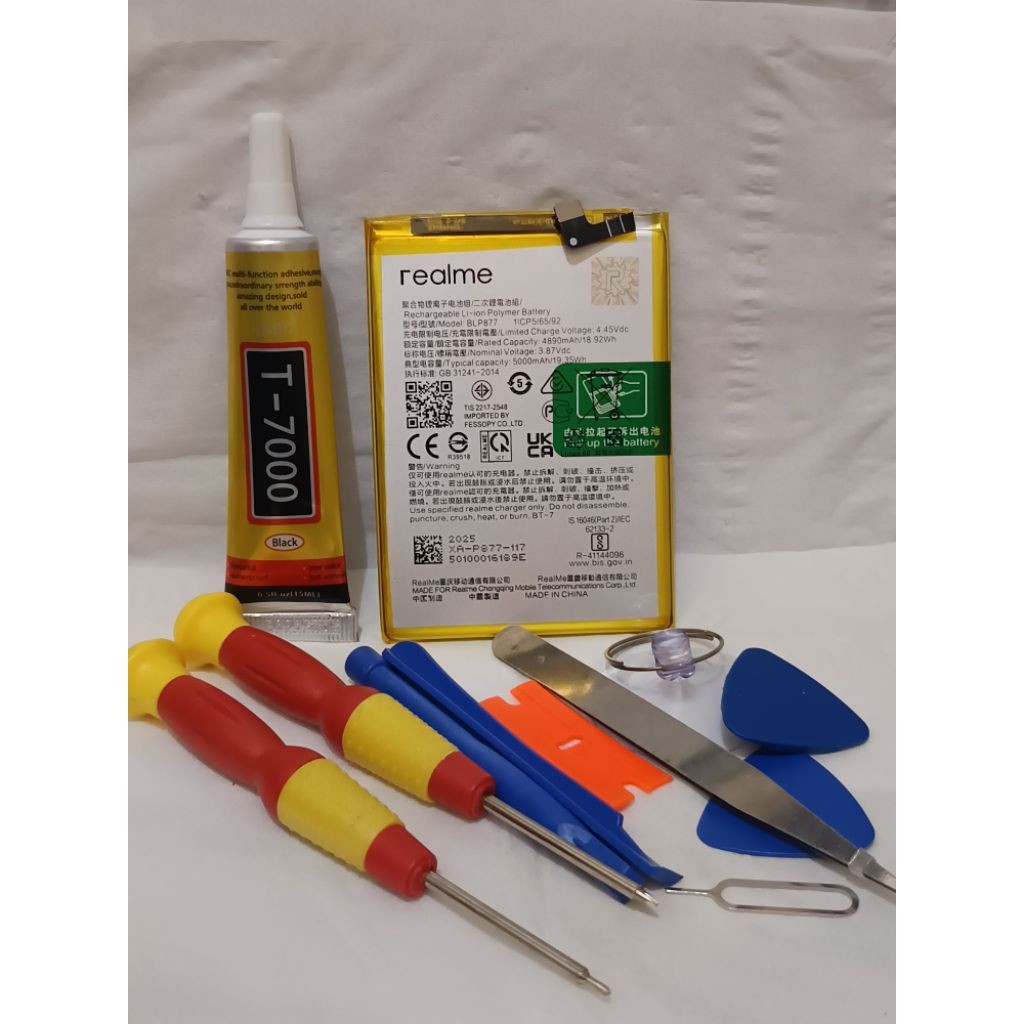 PAKET HEMAT BATREY BATREI HP REALME 8i / C31 / C35 / C30 / C30S / C33 BLP877 ORIGINAL + SET OBENG 10