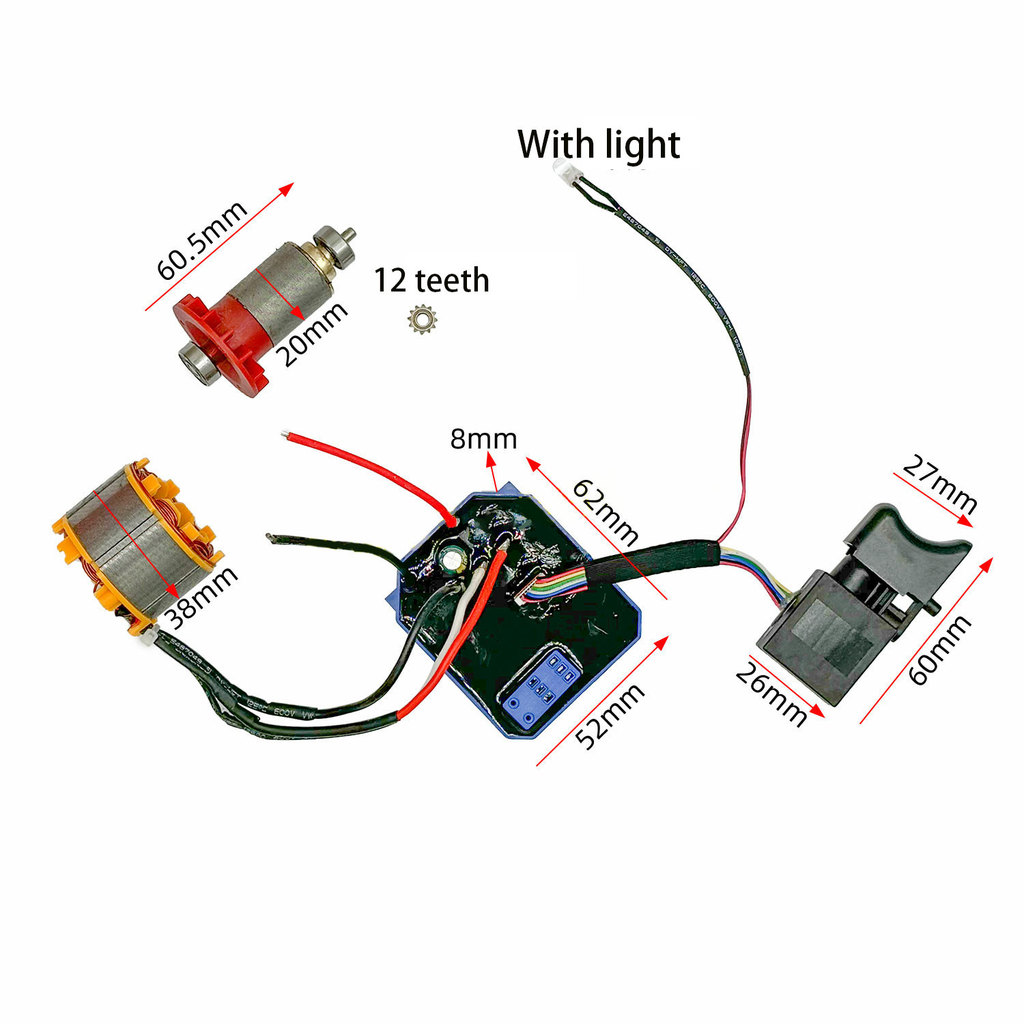 Motor bor lithium tanpa sikat 3820, motor bor lithium tanpa sikat 21V, rakitan papan kontrol motor b
