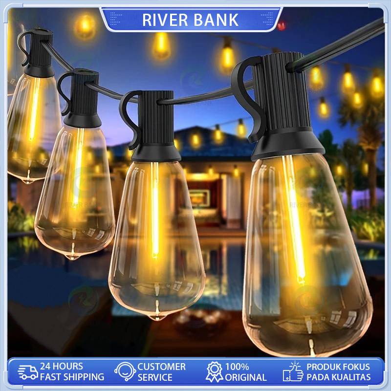 Kuning Lampu 15 Meter 25 Sdh Lampu LED Gantung Outdoor Tahan Air Lampu Komplit Lampu Hias Cafe