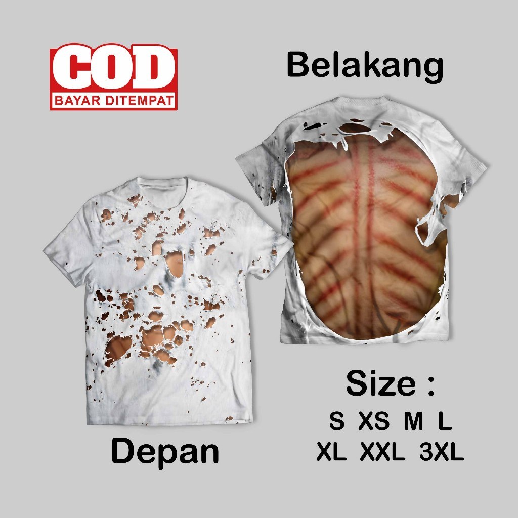 Kaos FullPrint Motif Unik Kaos Robek Kerokan Terbaru | Kaos AOP Motif Kaos Robek Kerokan Depan Belak