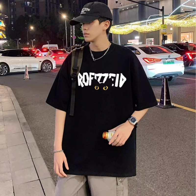 Kaos lengan pendek lintas batas anak laki-laki dan perempuan kartun hip-hop di pacar pasangan angin 
