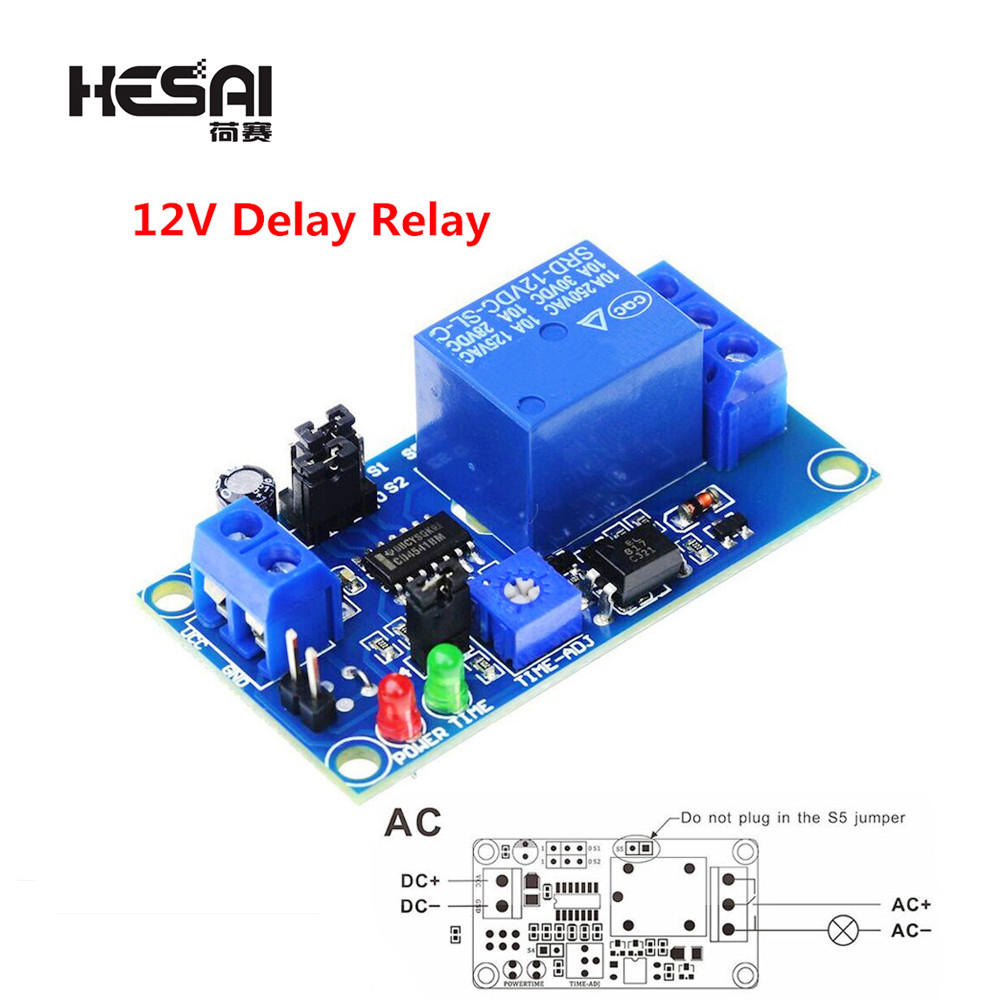 Modul Pengatur Waktu Mati DC 12V, Relay Penunda Waktu Normal Terbuka, Sakelar Kontrol Relay Timer, P