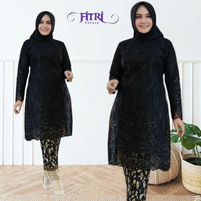 Setelan Kebaya Tunik Kurung Brokat Tile Modern Elegan Atasan Dress Baju Kebaya Wanita Kondangan Pest