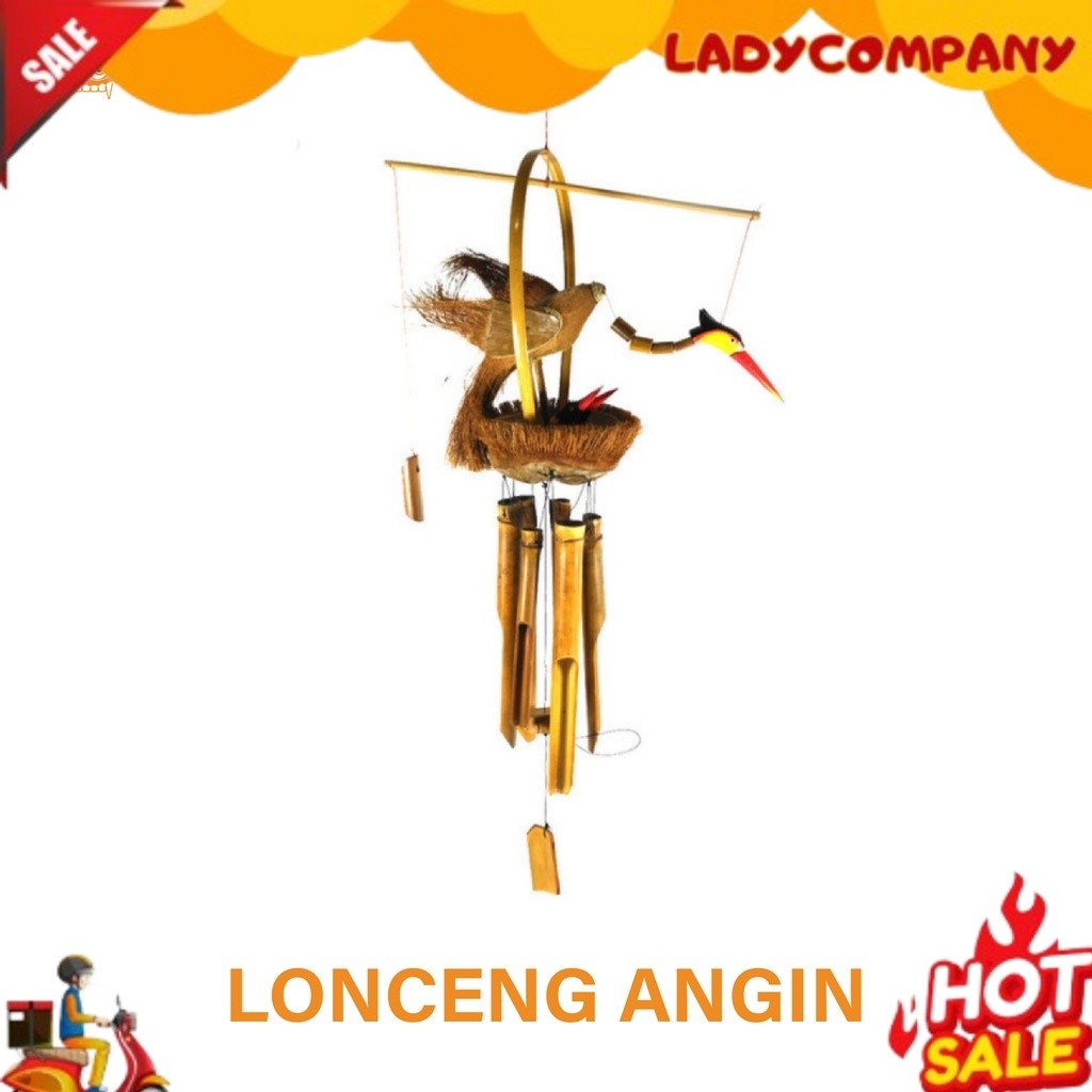 Lonceng Angin Bambu Motif Burung - Genta Angin Bambu - Gantungan Bambu - Lonceng Bambu - Lonceng bur