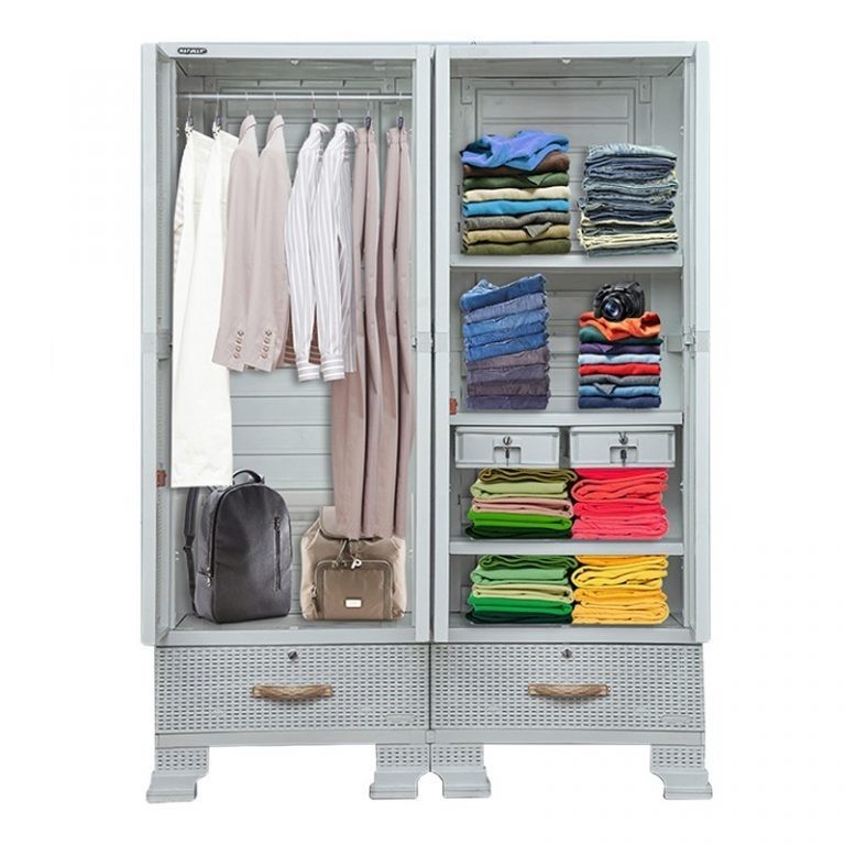 Lemari Pakaian Plastik Napolly Cabro 466.22 DK / Lemari 4 Pintu + Kaca